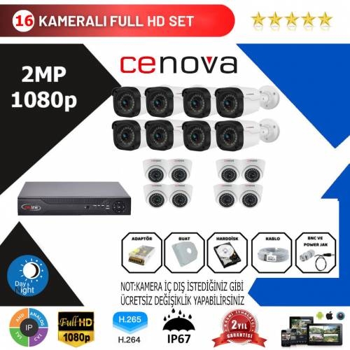 Cenova 16’lı Set 2 Mp 1080p Hd Kamera Sistemi