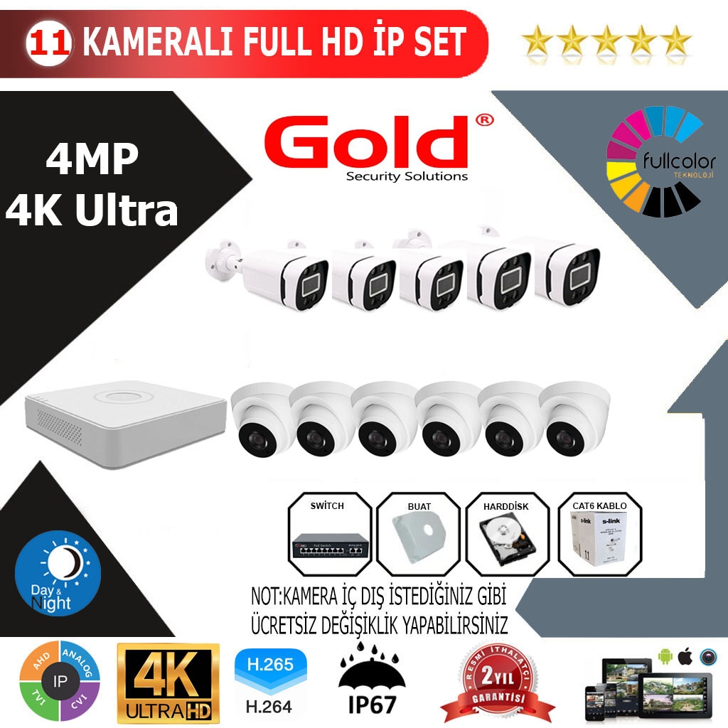 CADEX 11’li 4MP 4K ULTRA İP Kamera Seti