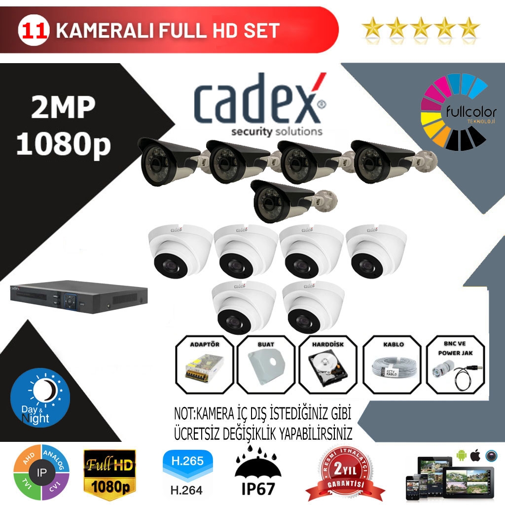 Cadex 11’li Kamera Set 2MP 1080P Full Color