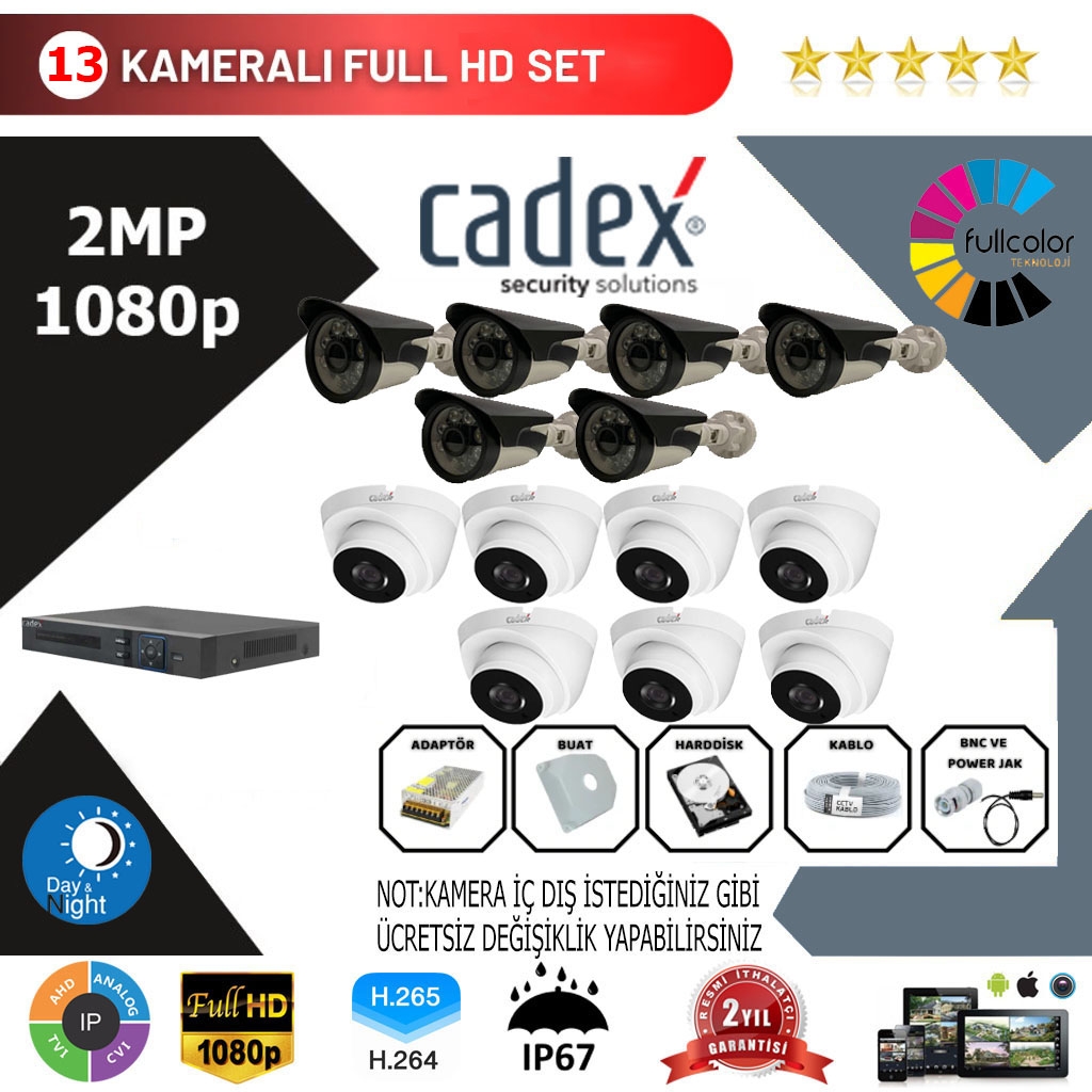 Cadex 13’lü Kamera Set 2MP 1080P Full Color