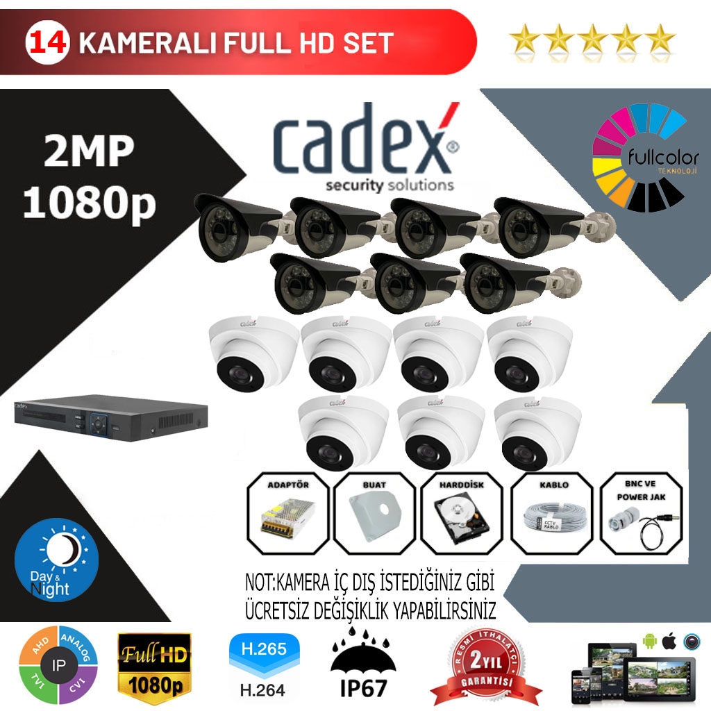 Cadex 14’lü Kamera Set 2MP 1080P Full Color