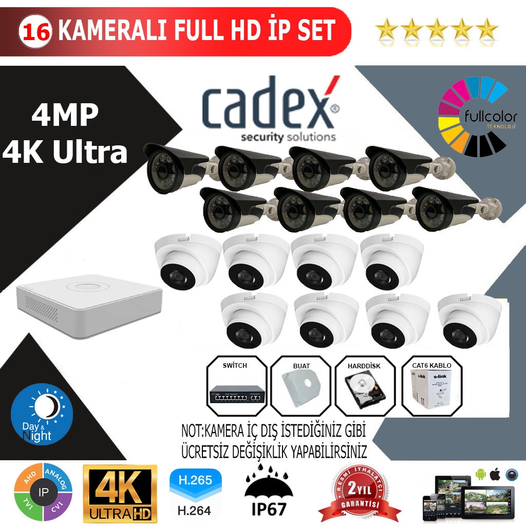 GOLD 16’lİ 4MP 4K ULTRA İP Kamera Seti