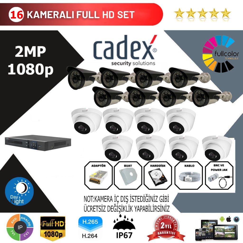 Cadex 16’lı Kamera Set 2MP 1080P Full Color