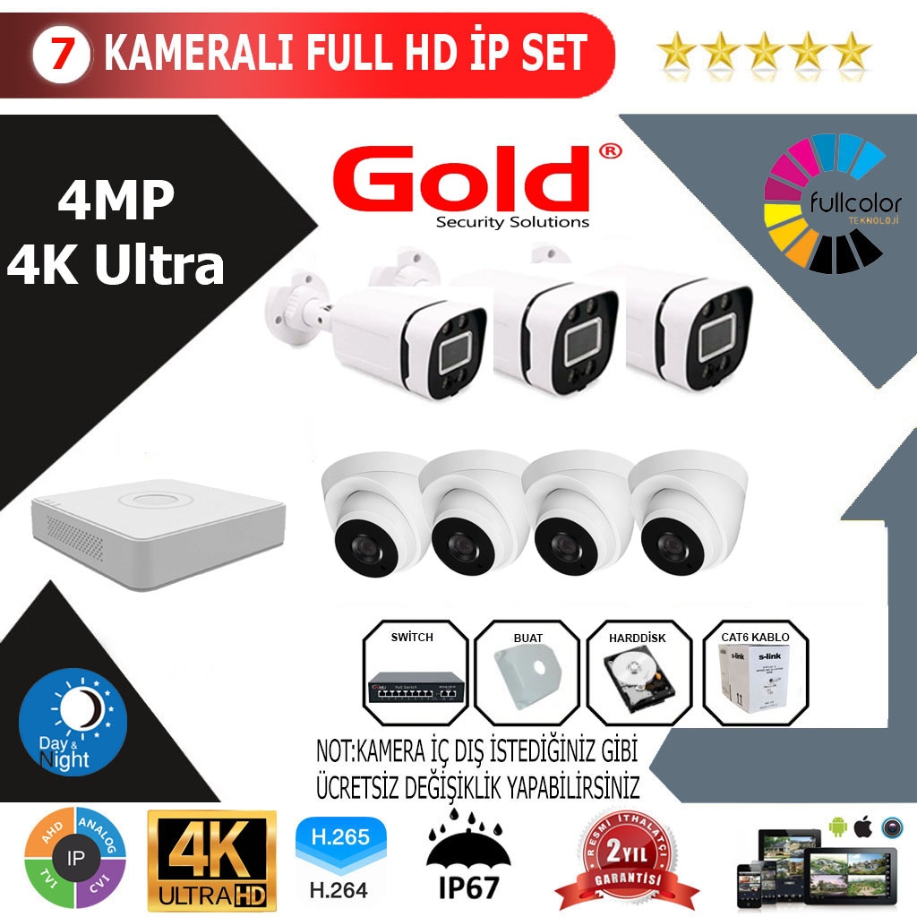 CADEX 6’lı 4MP 4K ULTRA İP Kamera Seti