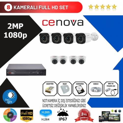 Cenova 8’li Set 2 Mp 1080p Hd Kamera Sistemi