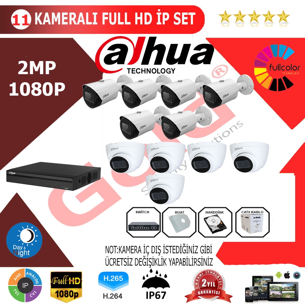 Dahua 11’li 2MP 1080P İP Kamera Seti