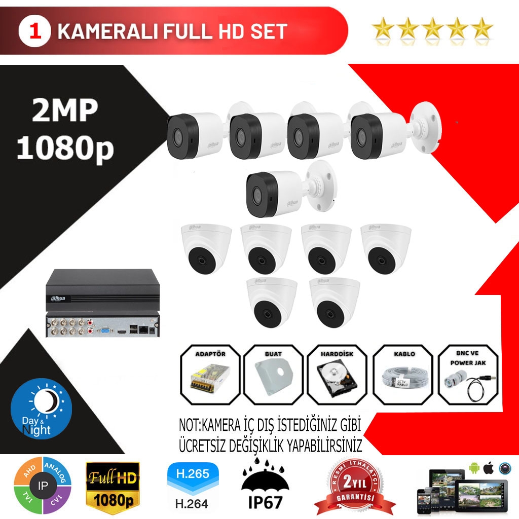Dahua 11’li Set 2Mp 1080p Hd Kamera Sistemi