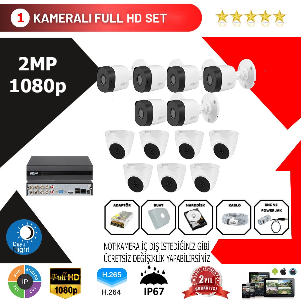 Dahua 13’lü Set 2Mp 1080p Hd Kamera Sistemi