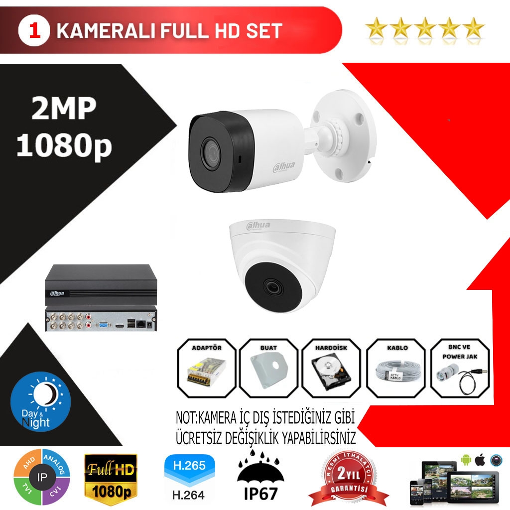 Dahua 2’li Set 2Mp 1080p Hd Kamera Sistemi