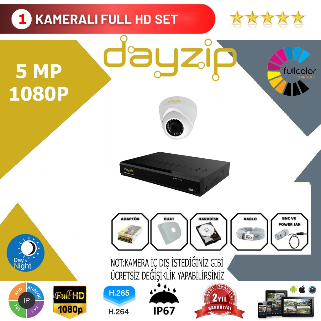 Dayzip 1’li Set 5Mp 1080p Hd Kamera Sistemi
