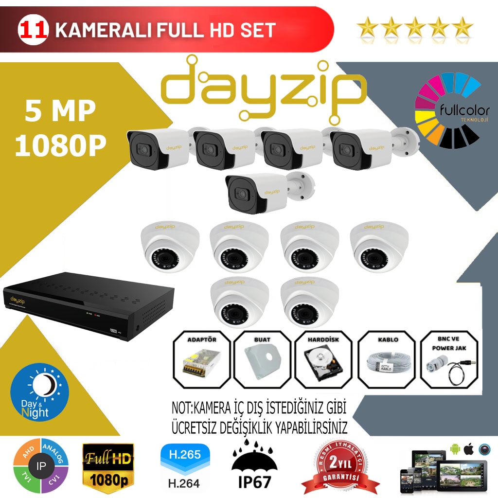 Dayzip 11’li Set 5Mp 1080p Hd Kamera Sistemi