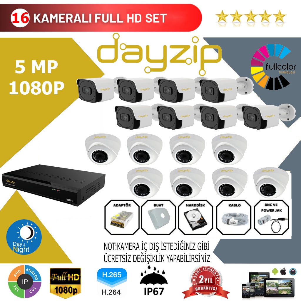 Dayzip 16’lı Set 5Mp 1080p Hd Kamera Sistemi
