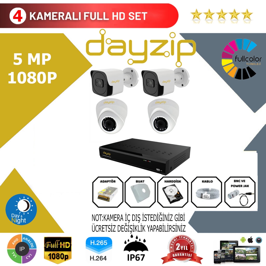 Dayzip 4’lü Set 5Mp 1080p Hd Kamera Sistemi