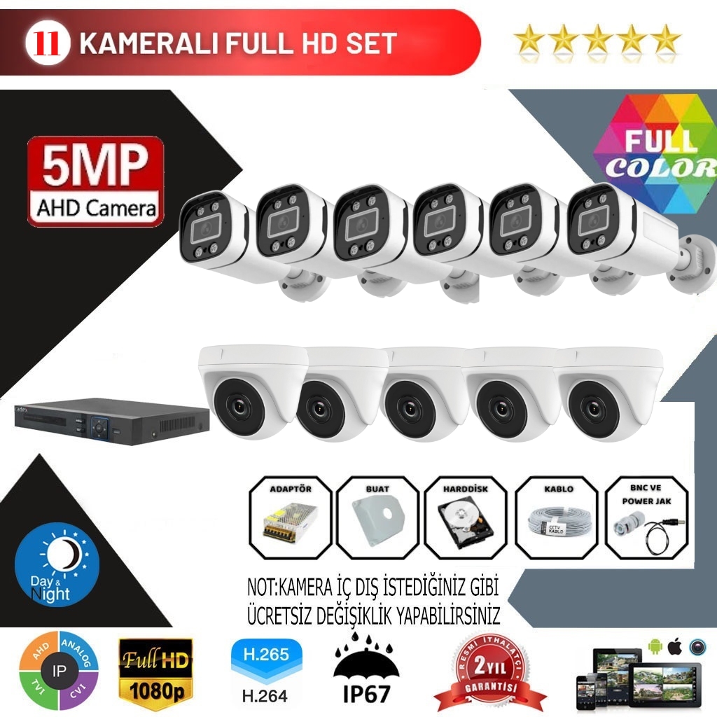 GOLD 11’Lİ 2MP AHD KAMERA SETİ
