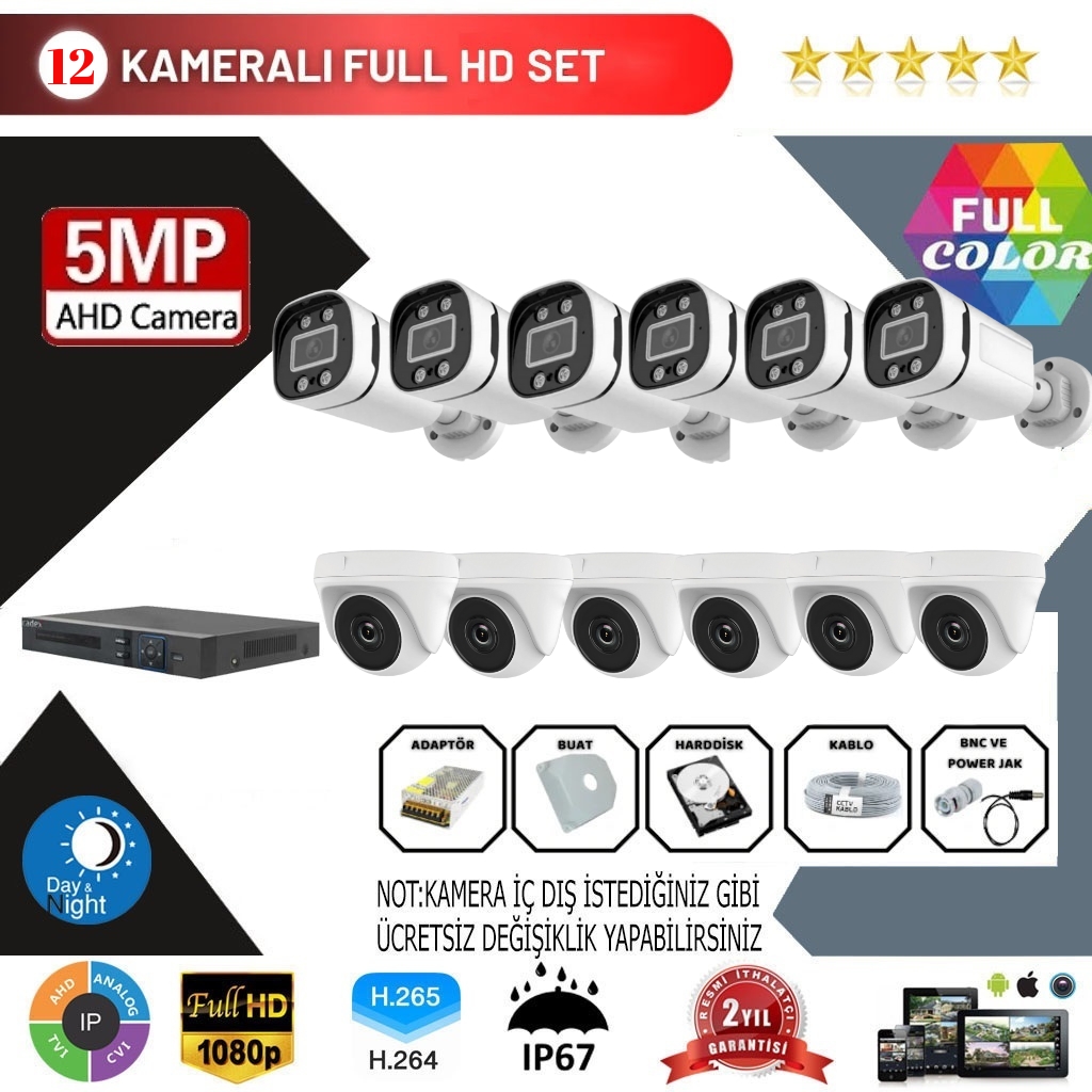 GOLD 12’LI 2MP AHD KAMERA SETİ