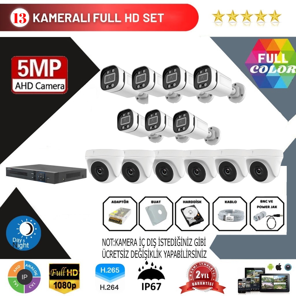 GOLD 13’lu 2MP AHD Kamera Seti