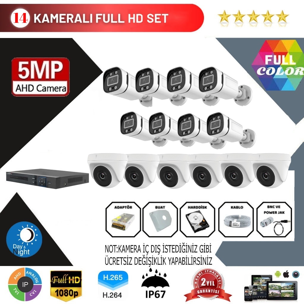 GOLD 14’lu 2MP AHD Kamera Seti