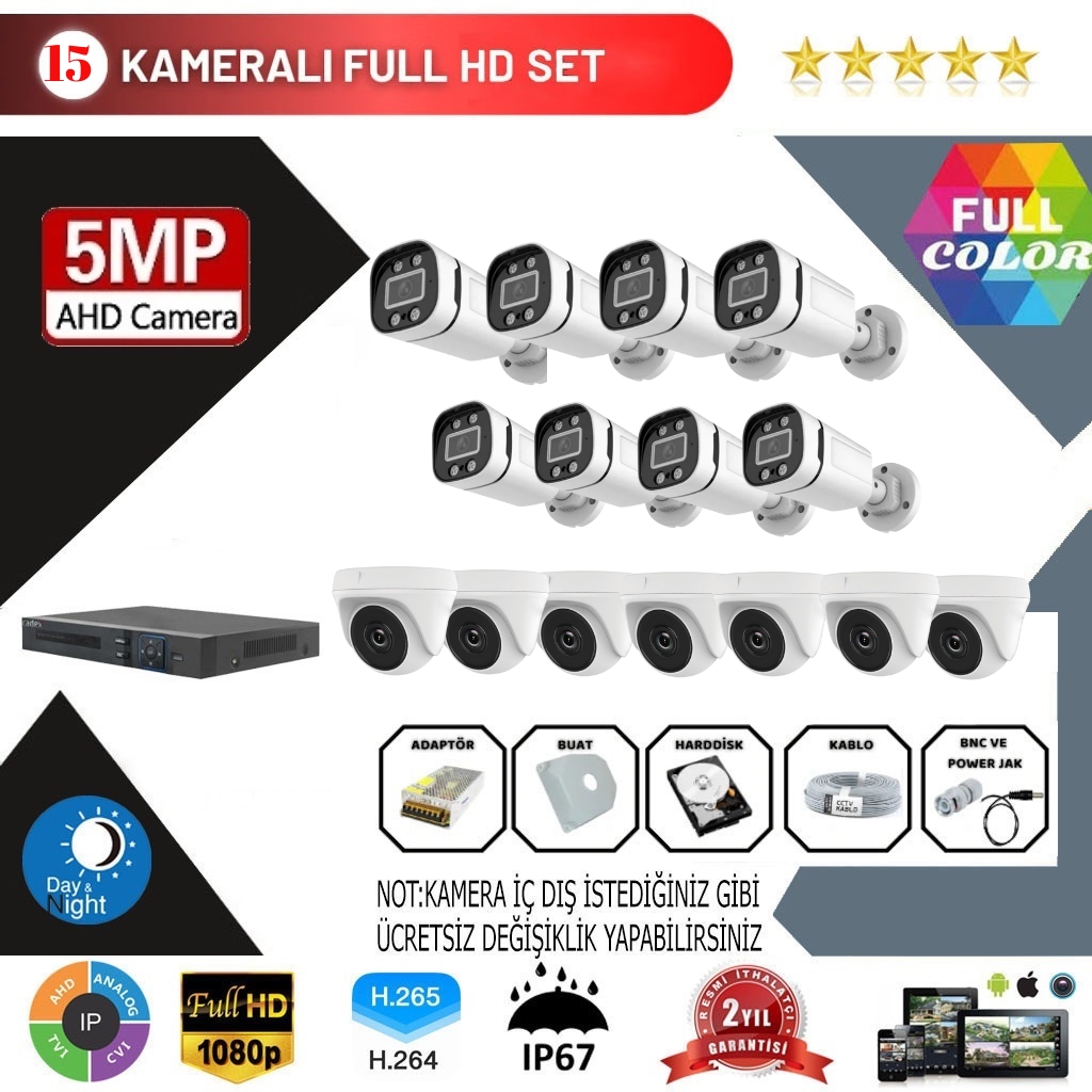GOLD 15’lİ 2MP AHD Kamera Seti