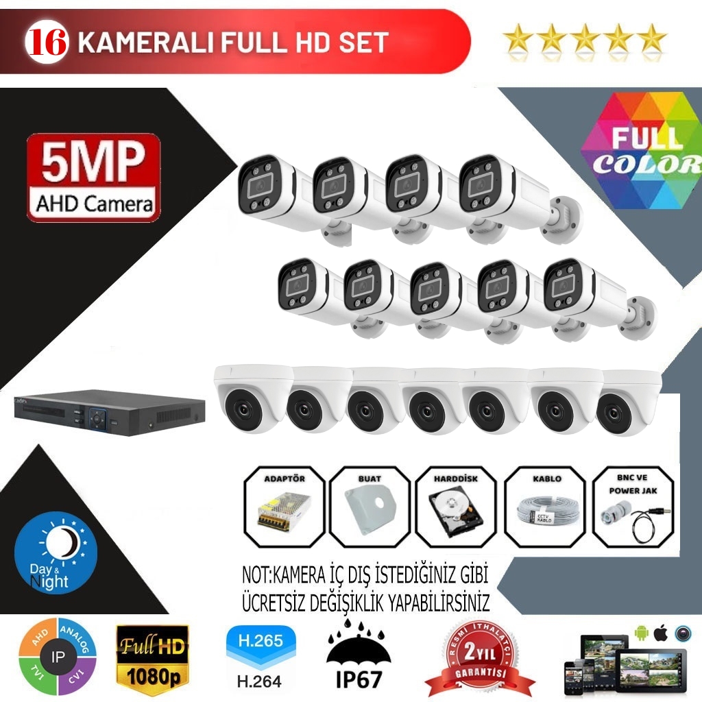 GOLD 16’LI 2MP AHD KAMERA SETİ