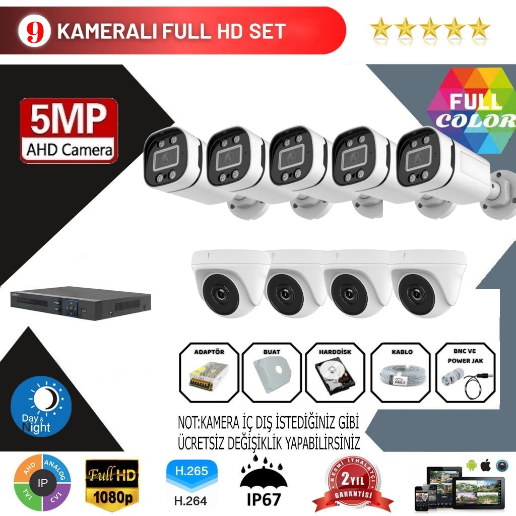 GOLD 9’lu 2MP AHD Kamera Seti