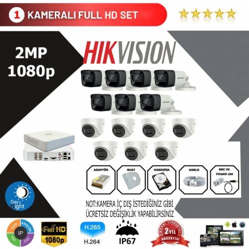 Hikvision 14’lü Set 2 Mp 1080p Hd Kamera Sistemi