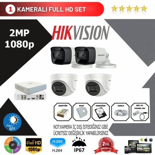 Hikvision 4’lü Set 2 Mp 1080p Hd Kamera Sistemi