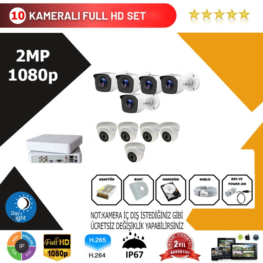 Hilook 10’lu Set 2Mp 1080p Hd Kamera Sistemi