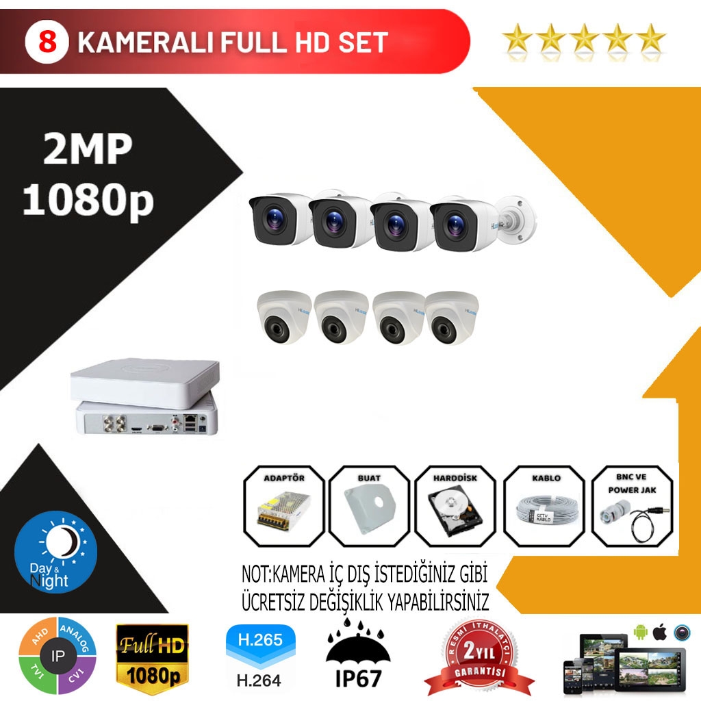 Hilook 8’li Set 2Mp 1080p Hd Kamera Sistemi