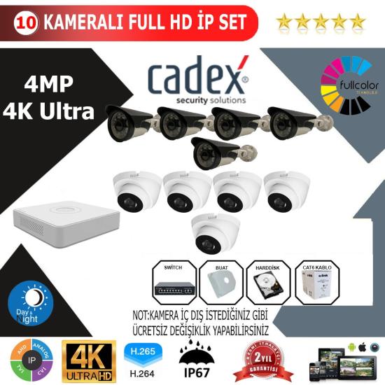 CADEX 10’lu 4MP 4K ULTRA İP Kamera Seti