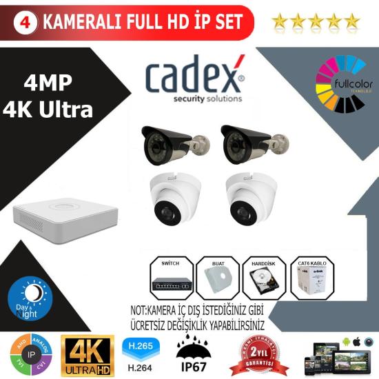 CADEX 4’lü 4MP 4K ULTRA İP Kamera Seti