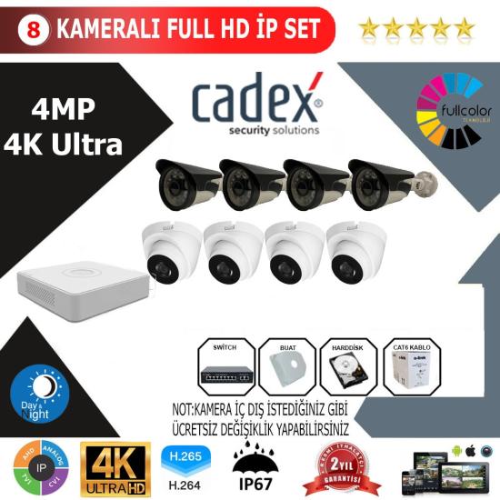 CADEX 8’li 4MP 4K ULTRA İP Kamera Seti