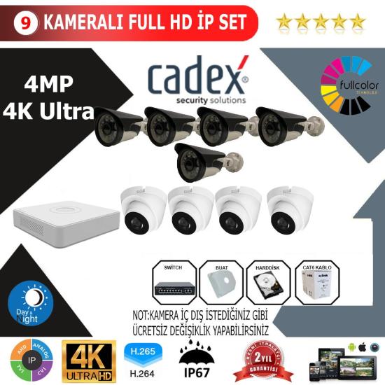 CADEX 9’lu 4MP 4K ULTRA İP Kamera Seti