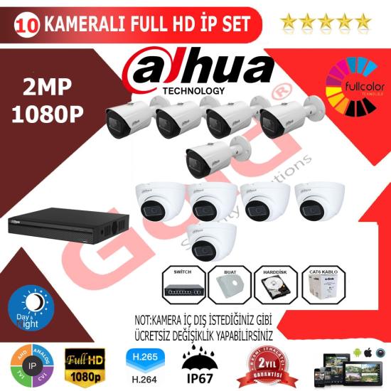 Dahua 10’lu 2MP 1080P İP Kamera Seti