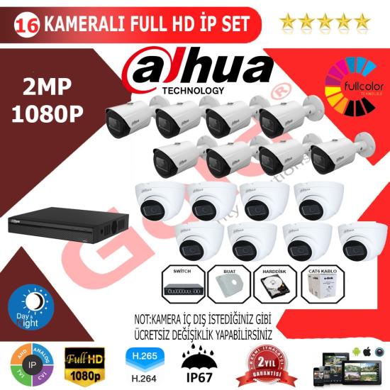 Dahua 16’lı 2MP 1080P İP Kamera Seti