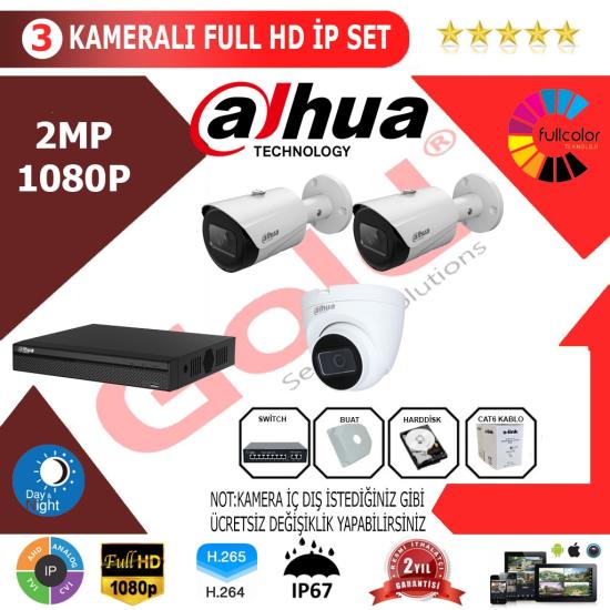 Dahua 3’lü 2MP 1080P İP Kamera Seti