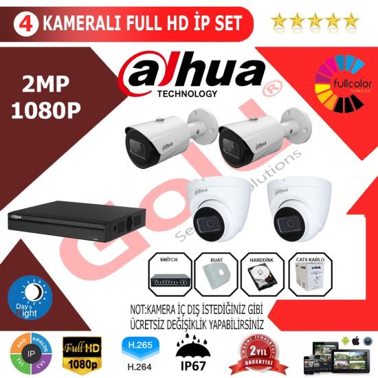 Dahua 4’lü 2MP 1080P İP Kamera Seti