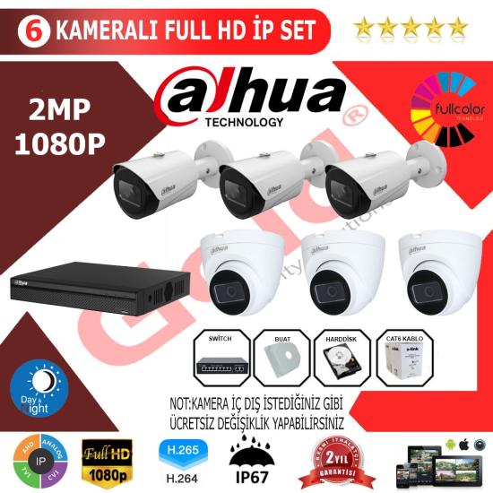 Dahua 6’lı 2MP 1080P İP Kamera Seti