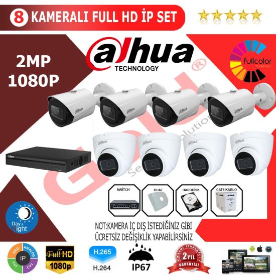 Dahua 8’li 2MP 1080P İP Kamera Seti