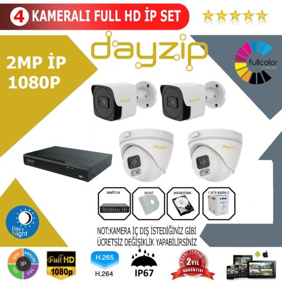 Dayzip 4’lü 2MP 1080P İP Kamera Sistemi