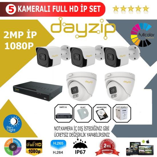 Dayzip 5’li 2MP 1080P İP Kamera Sistemi