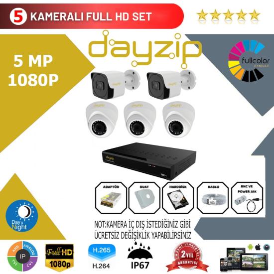 Dayzip 5’li Set 5Mp 1080p Hd Kamera Sistemi