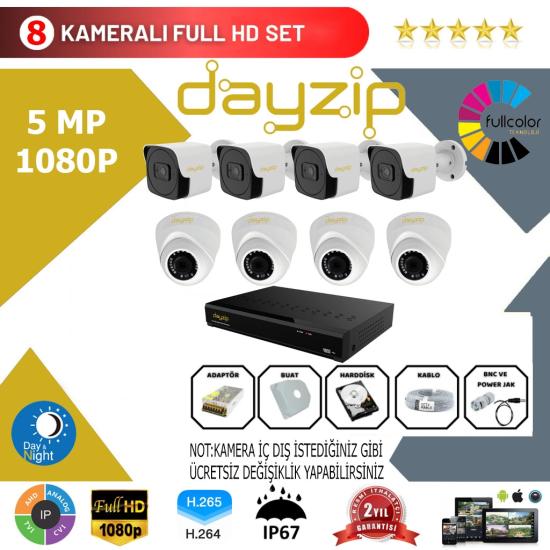 Dayzip 8’li Set 5Mp 1080p Hd Kamera Sistemi