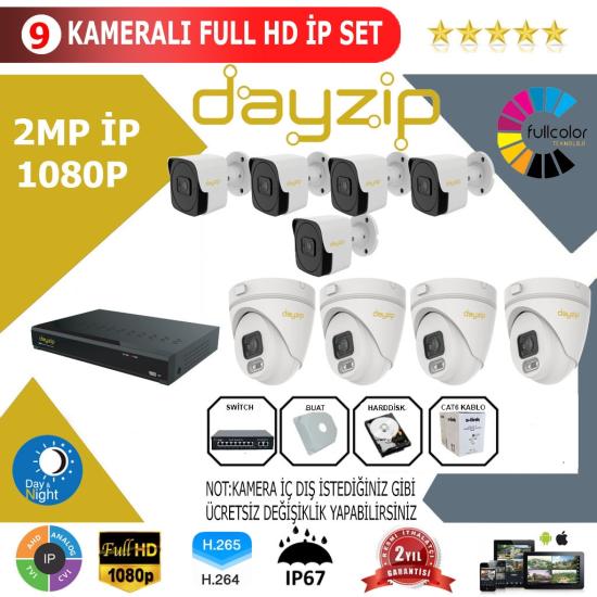 Dayzip 9’lu 2MP 1080P İP Kamera Sistemi
