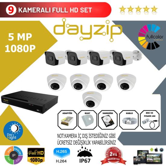 Dayzip 9’lu Set 5Mp 1080p Hd Kamera Sistemi