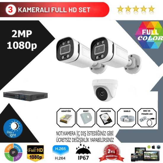 Go Vision 3’lü Kamera Seti 2MP 1080P Full 