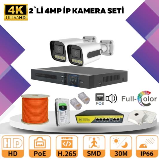 GOLD 2’lİ 4MP 4K ULTRA İP Kamera Seti