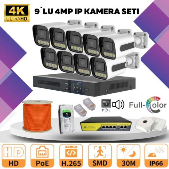 GOLD 9’lİ 4MP 4K ULTRA İP Kamera Seti
