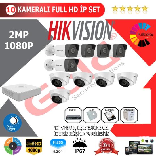 Hikvision 10’lu 2MP 1080P İP Kamera Seti
