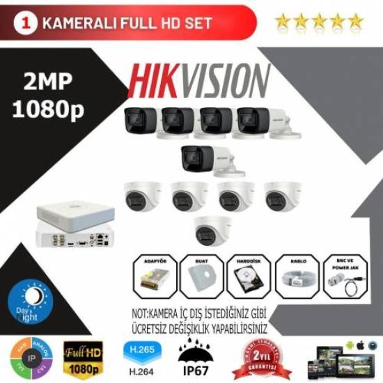 Hikvision 10’lu Set 2 Mp 1080p Hd Kamera Sistemi