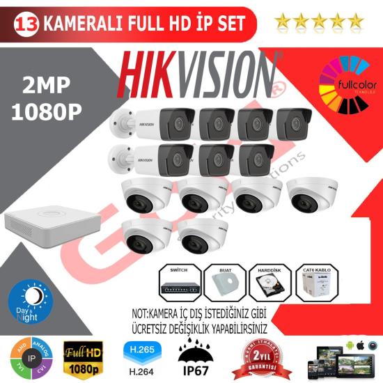 Hikvision 13’lü 2MP 1080P İP Kamera Seti